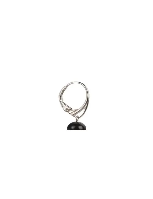 Ohrringe - Schungit (stab.), 6mm-Kugeln, rhodiniert