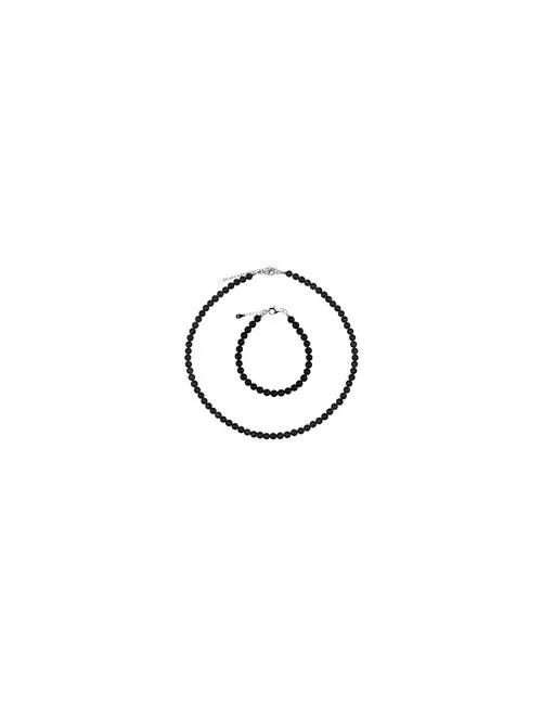 Ohrringe - Schungit (stab.), 6mm-Kugeln, rhodiniert