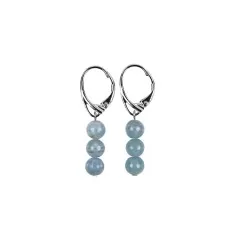 Ohrringe - Aragonit (blau) 5,5mm-Kugeln - 925 Silber
