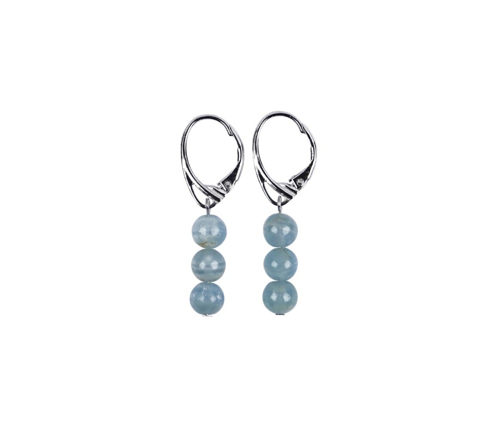 Ohrringe - Aragonit (blau) 5,5mm-Kugeln - 925 Silber