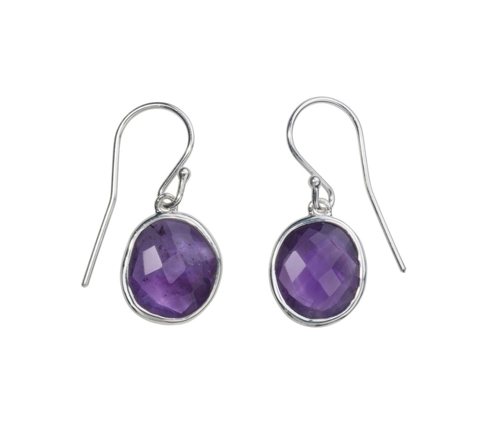 Ohrringe - Amethyst facettiert, 3,0cm - 925 Silber
