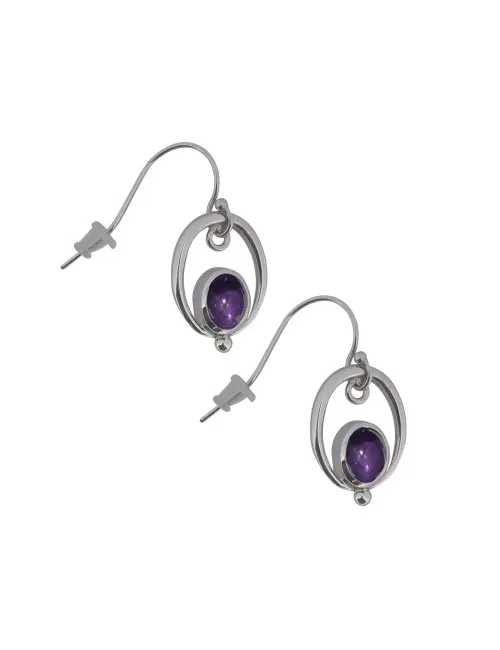 Ohrringe - Amethyst mit Oval, 3,0cm