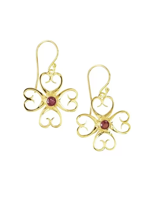 Ohrringe - Herzglück Turmalin (rosa), 3,5cm, vergoldet