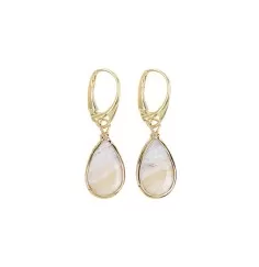 Ohrringe - Lace-Achat (hell) Tropfen (18 x 10mm), 4,3cm, vergoldet