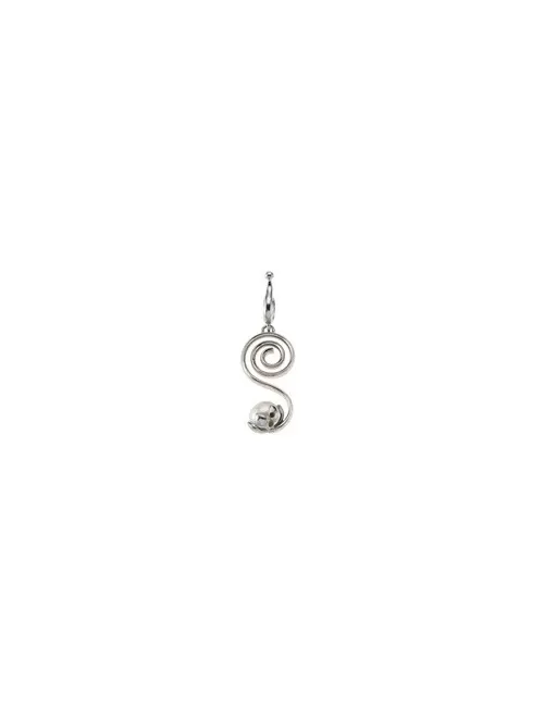 Ohrringe - Spirale mit Perle, 3,0cm, rhodiniert