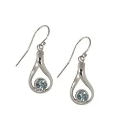 Ohrringe - Topas (blau), geschwungen, 3,6cm, rhodiniert