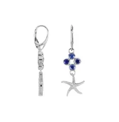 Ohrringe - Seestern, Disthen facettiert, 5,0cm, rhodiniert