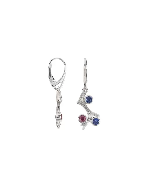 Ohrringe - Disthen (blau), Turmalin (rosa), 4,1cm, rhodiniert