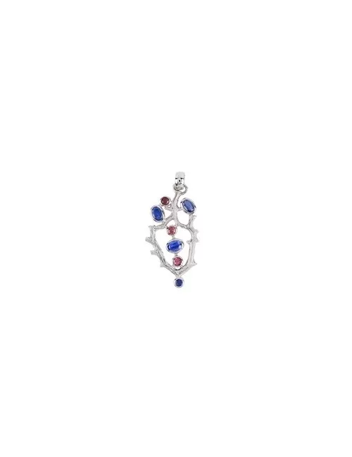 Ohrringe - Disthen (blau), Turmalin (rosa), 4,1cm, rhodiniert