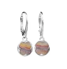 Ohrringe - Lace Achat rund, 3,0cm, rhodiniert