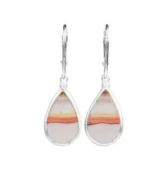 Ohrringe - Java Sunset Jaspis Tropfen, 3,8cm, rhodiniert