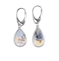 Ohrringe - Maligano-Jaspis Tropfen (18 x 10mm), 4,2cm, rhodiniert