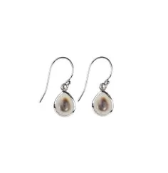 Ohrringe - Perlmutt (hell) Tropfen, 2,0cm, rhodiniert