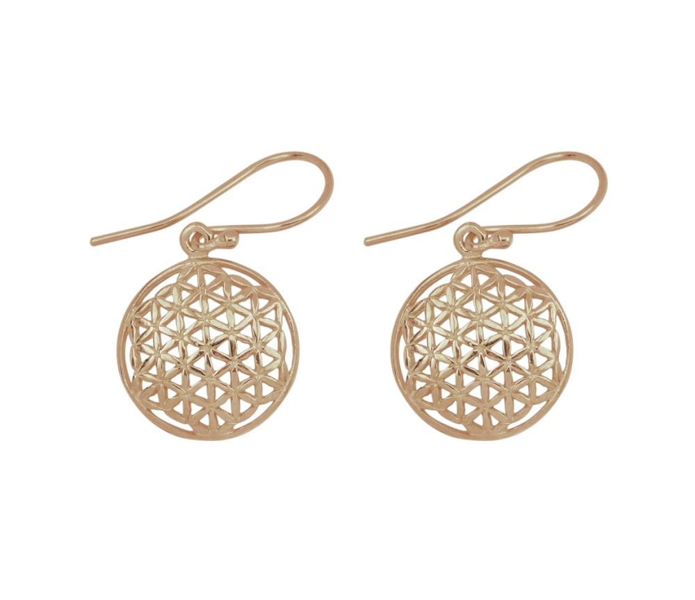 Ohrringe - Blume des Lebens, Silber rosevergoldet