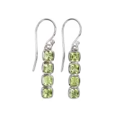 Ohrringe - Peridot, Quadrate (4mm), 3,3cm, platiniert