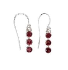 Ohrringe - Granat, rund (3,5mm), 2,8cm, Platin beschichtet