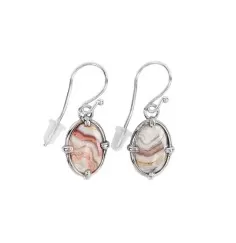 Ohrringe - Lace Achat (rot) oval, 3,6cm, platiniert