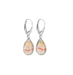 Ohrringe - Lace Achat (rot) Tropfen, 4,3cm, platiniert