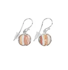 Ohrringe - Lace Achat (rot) rund, 3,2cm, platiniert