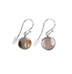 Ohrringe - Prärie-Achat (Pflanzenfossil) rund, 3,2cm, platiniert