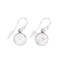 Ohrringe - Druzy-Achat (weiß) rund (10mm), 3,0cm, platiniert