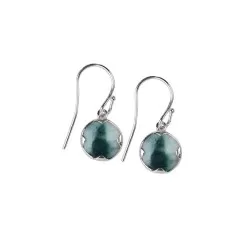 Ohrringe - Ozelot-Jaspis (10mm) rund, 3,3cm, platiniert