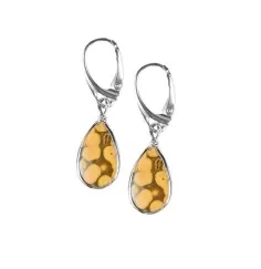 Ohrringe - Ozeanjaspis, Tropfen (18 x 10mm), 4,1cm, platiniert