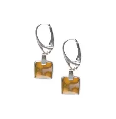 Ohrringe - Ozeanjaspis, Quadrat (10 x 10mm), 3,4cm, platiniert
