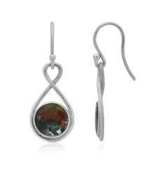 Ohrringe - Achat (Federachat) rund (10mm), 3,4cm, platiniert