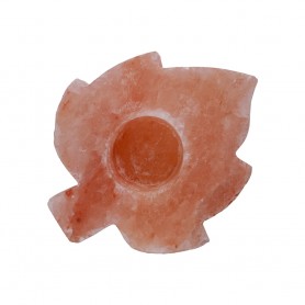 Teelichthalter - Salzkristall - Salzteelicht - Blatt - ca. 1