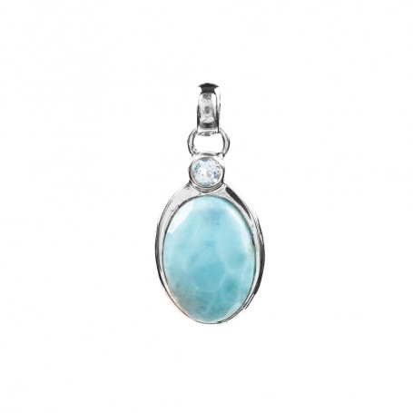 Anhänger - Larimar oval facetterit (18 x 13mm)