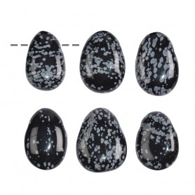 Heilsteine & Edelsteine - Trommelstein - Obsidian (Schneeflockenobsidian) gebohrt