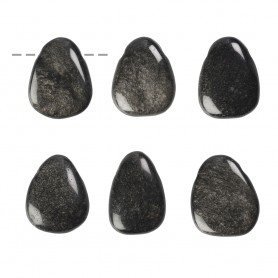 Heilsteine & Edelsteine - Trommelstein - Obsidian (Silberglanzobsidian) gebohrt