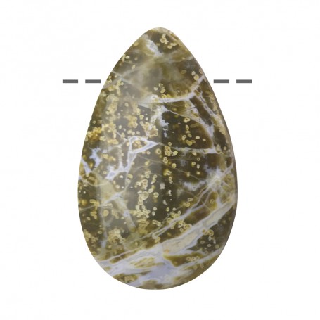 Heilsteine & Edelsteine - Anhänger - Cabochon Ozeanjaspis (gelb-grün) gebohrt