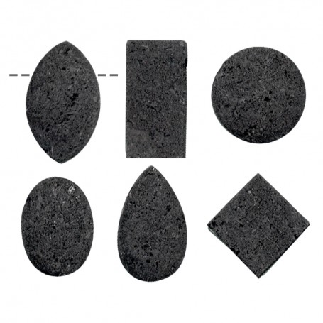 Heilsteine & Edelsteine - Anhänger - Cabochon-Set Lava gebohrt - 6er Pack