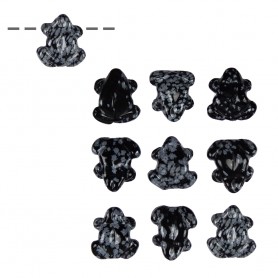 Heilsteine & Edelsteine - Anhänger - Frosch Obsidian (Schneeflockenobsidian) gebohrt