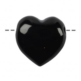 Heilsteine & Edelsteine - Anhänger - Herz Obsidian (schwarz) gebohrt