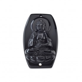 Heilsteine & Edelsteine - Anhänger - Medizin-Buddha Obsidian (schwarz) gebohrt