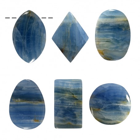 Heilsteine & Edelsteine - Cabochon gebohrt Aragonit blau