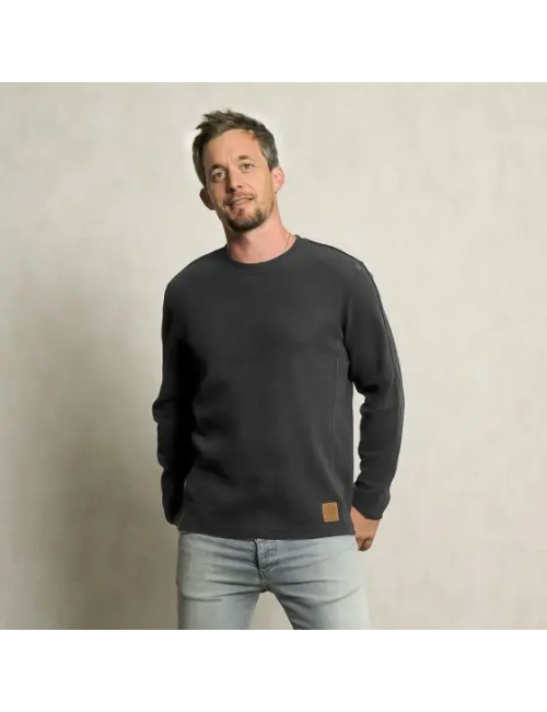 Spirit of OM - Herrenpulli Waffelstrick - turmalingrau