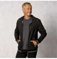 Spirit of OM - Sweatjacke men mit Stehkragen - schwarz-melange