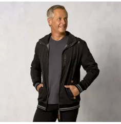 Spirit of OM - Sweatjacke men mit Stehkragen - schwarz-melange