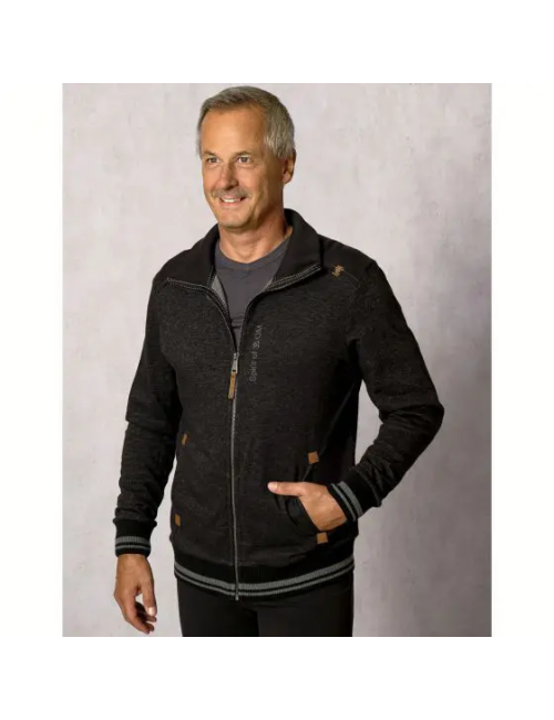 Spirit of OM - Sweatjacke men mit Stehkragen - schwarz-melange