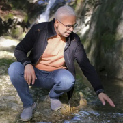Spirit of OM - Sweatjacke men mit Stehkragen - schwarz-melange