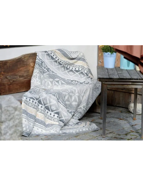 Spirit of OM - Kuscheldecke Blume des Lebens - grau