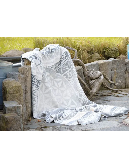 Spirit of OM - Kuscheldecke Blume des Lebens - grau