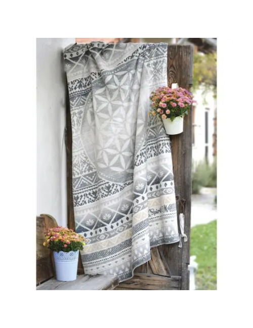 Spirit of OM - Kuscheldecke Blume des Lebens - grau