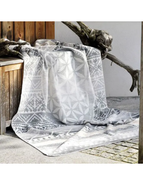 Spirit of OM - Kuscheldecke Blume des Lebens - grau