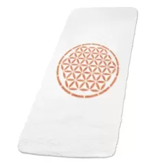 Spirit of OM - Yogamatte Lebensblume Design gefüllt - 81 x 198cm - naturweiß/orange