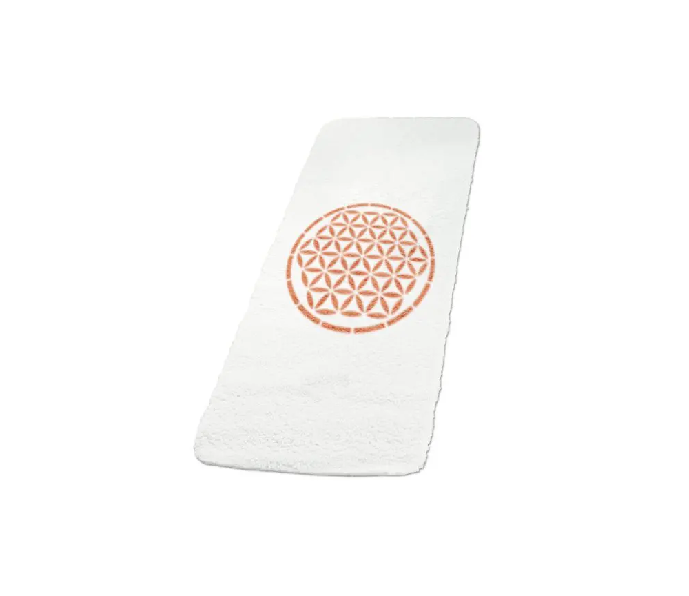 Spirit of OM - Yogamatte Lebensblume Design gefüllt - 81 x 198cm - naturweiß/orange